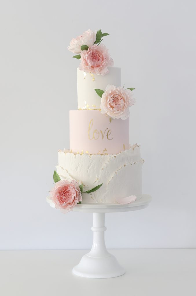 Sugar Peony Love Wedding Cake