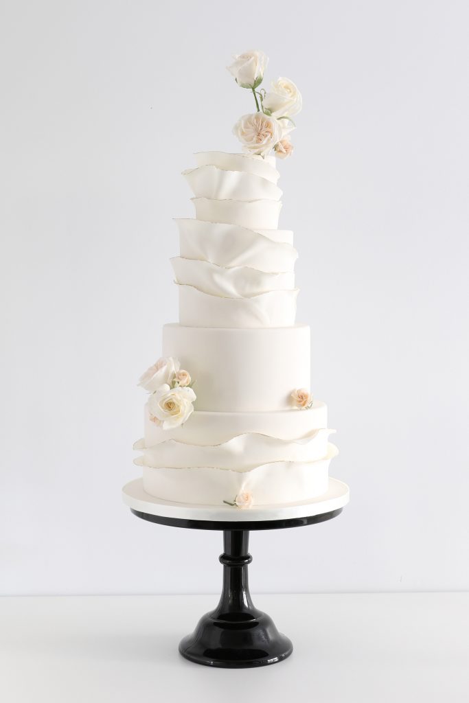 Wedding cake with couture roses