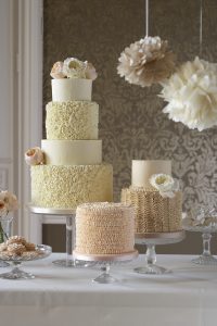 Trio of buttercream wedding cakes